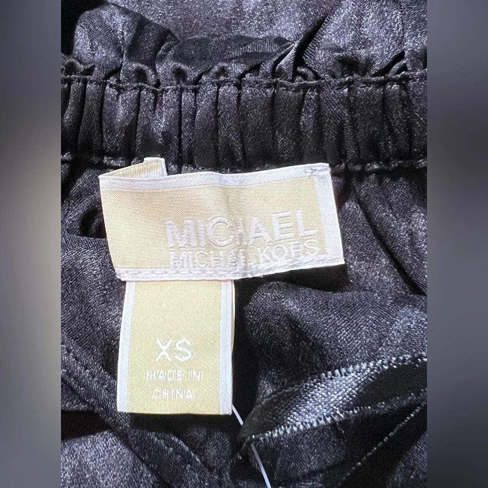 Michael Kors Black Chain Strap Mini Dress women’s XS NWT Jacquard Long Sleeve - Picture 15 of 16